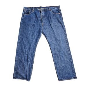 Levi's 501 Original Fit Jeans Button Fly Straight Leg 48x32 Dark Classic Staple